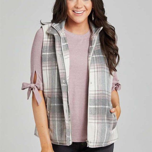 Altar'd State Alpine Plaid Puffer Vest (M)- NWT - Picture 2 of 10